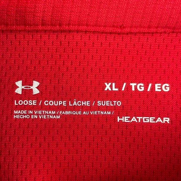 Under Armour Athletic Heat Gear Loose Fit SS Polo Shirt Red White Sz XL NWT - Picture 8 of 11
